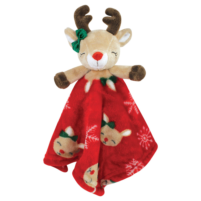 Hudson Baby Animal Face Security Blanket, Girl Holiday Reindeer