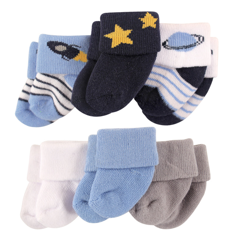 Luvable Friends Newborn and Baby Socks Set, Space
