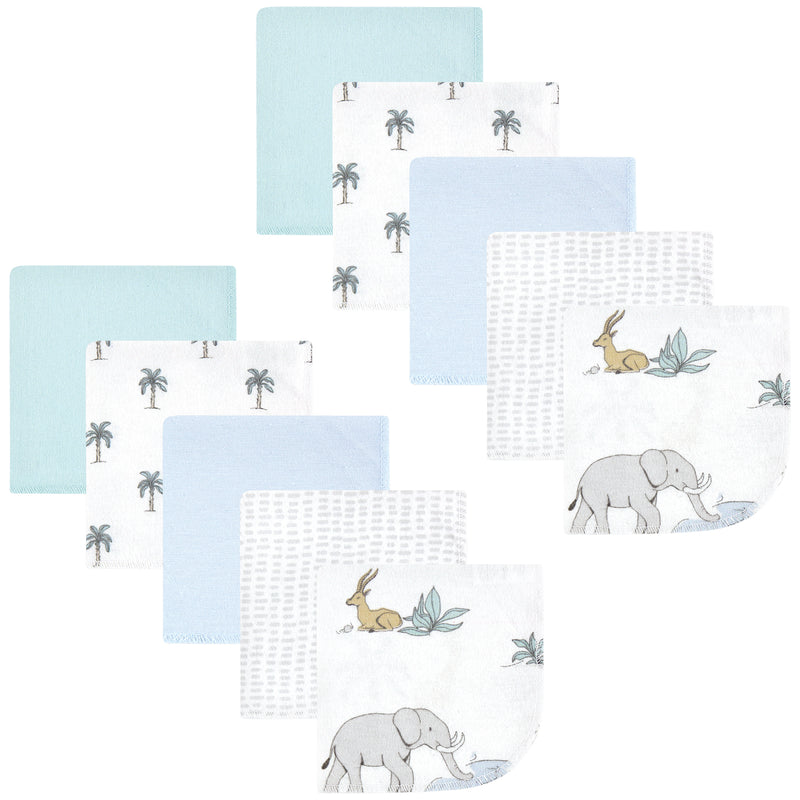 Hudson Baby Flannel Cotton Washcloths, Boy Safari World 10-Pack