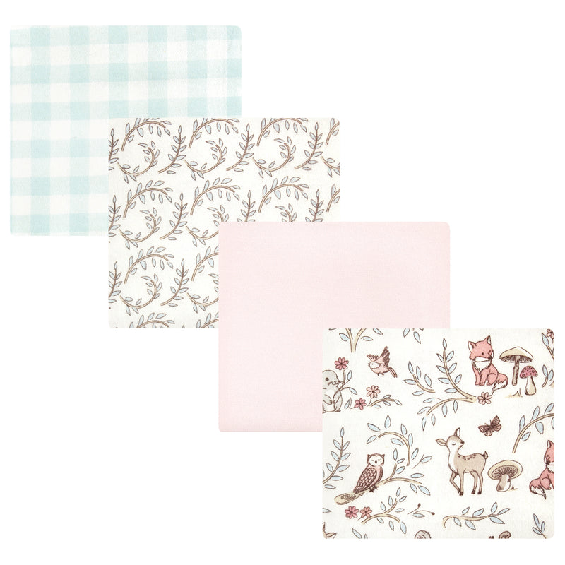 Hudson Baby Cotton Flannel Receiving Blankets, Girl Woodland Pals