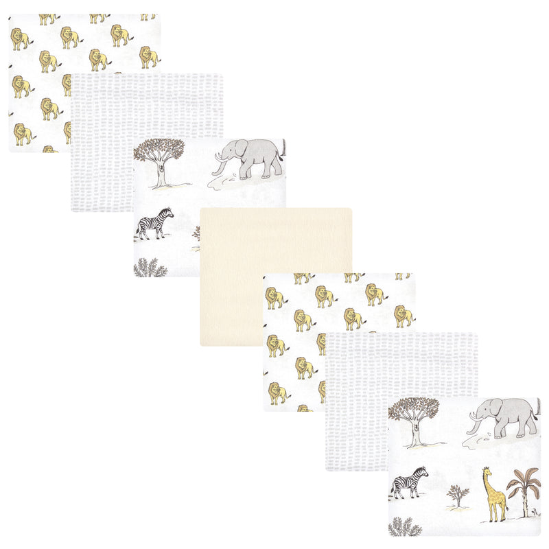 Hudson Baby Cotton Flannel Receiving Blankets Bundle, Neutral Safari World