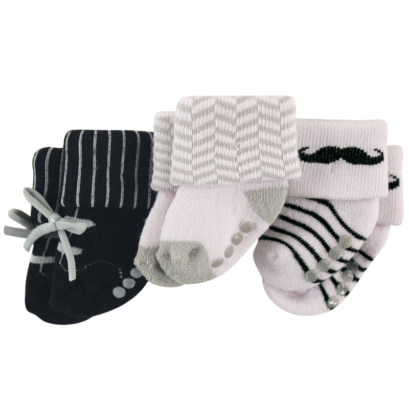 Luvable Friends Socks Set, Black Mustache