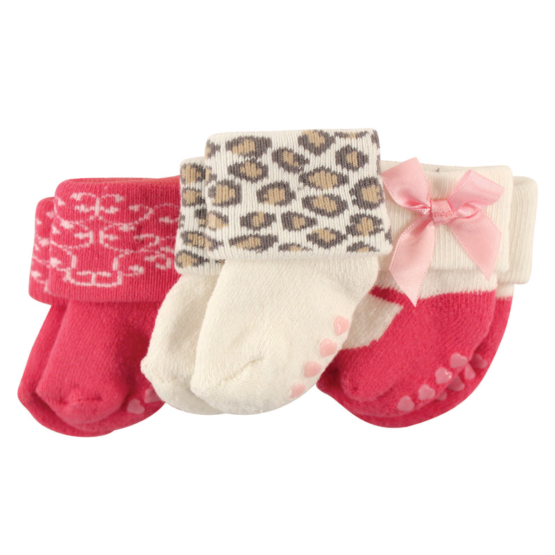 Luvable Friends Socks Set, Pink Leopard