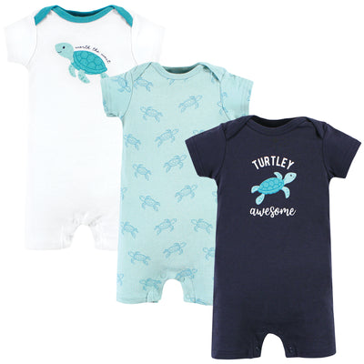 Hudson Baby Cotton Rompers, Sea Turtle