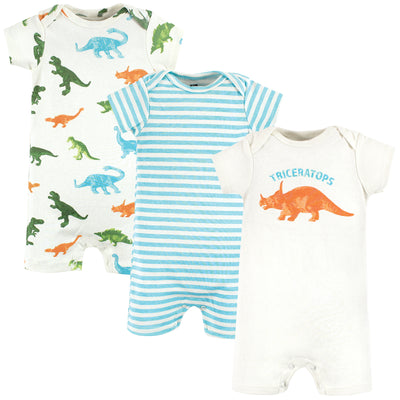 Hudson Baby Cotton Rompers, Triceratops