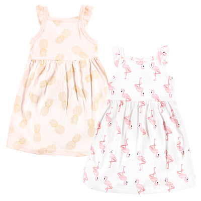 Hudson Baby Cotton Dresses, Flamingo Pineapple