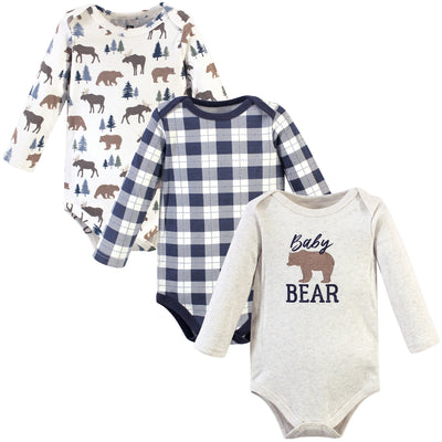 Hudson Baby Cotton Long-Sleeve Bodysuits, Moose Bear 3-Pack