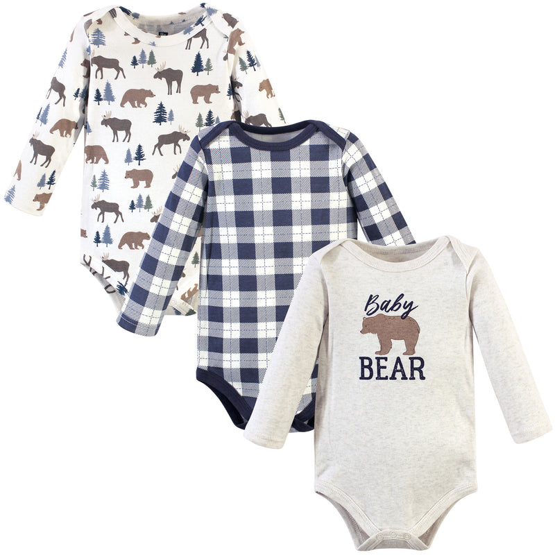Hudson Baby Cotton Long-Sleeve Bodysuits, Moose Bear 3-Pack