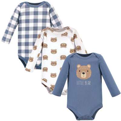 Hudson Baby Cotton Long-Sleeve Bodysuits, Little Bear 3-Pack