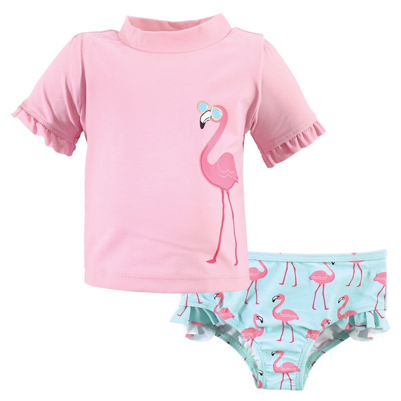 Hudson Baby Swim Rashguard Set, Flamingo