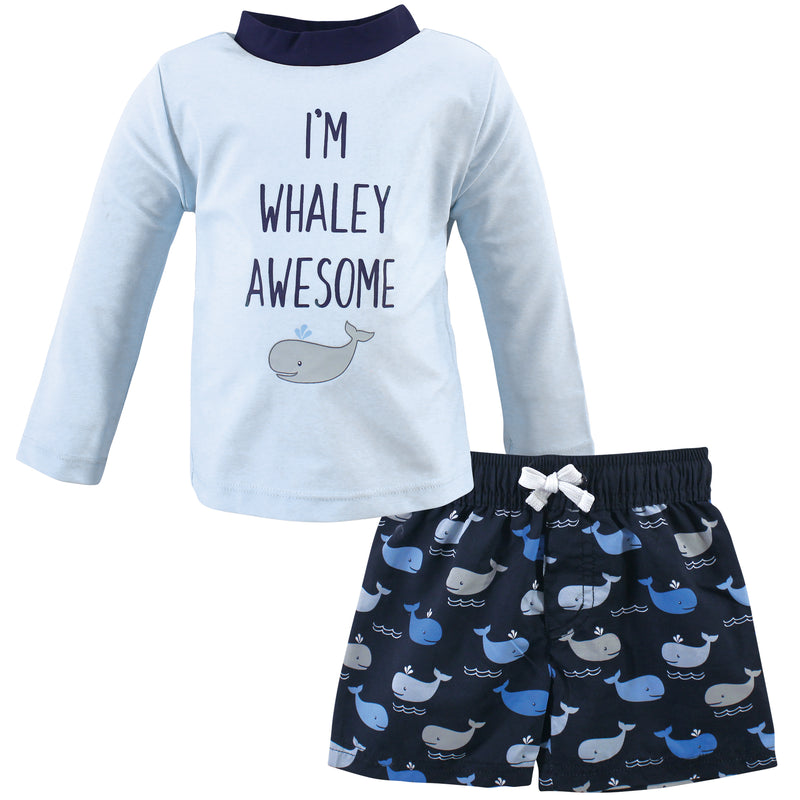 Hudson Baby Swim Rashguard Set, Whaley Awesome