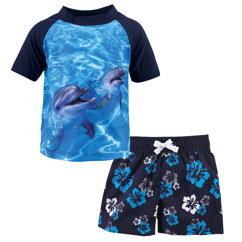 Hudson Baby Swim Rashguard Set, Boy Dolphin