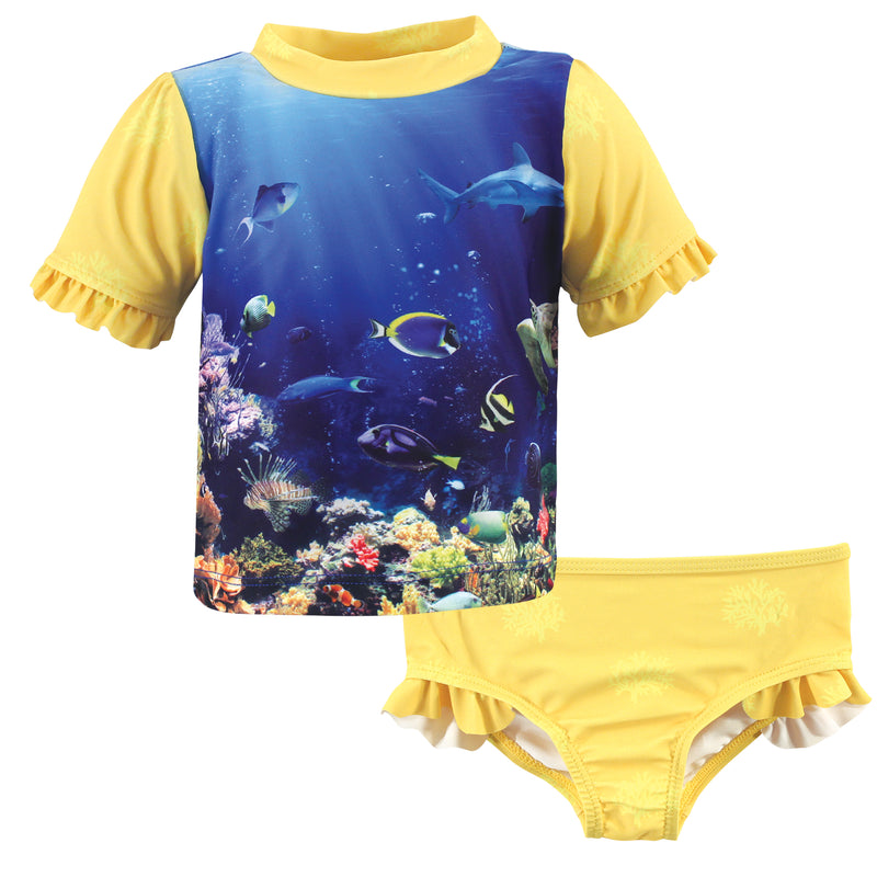 Hudson Baby Swim Rashguard Set, Girl Coral Reef