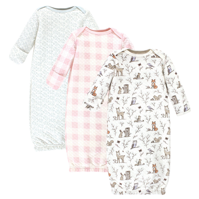 Hudson Baby Quilted Cotton Gowns 3pk, Enchanted Forest
