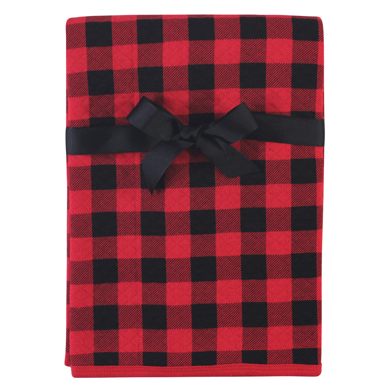 Hudson Baby Quilted Multi-Purpose Swaddle, Receiving, Stroller Blanket, Buffalo Plaid 1-Pack