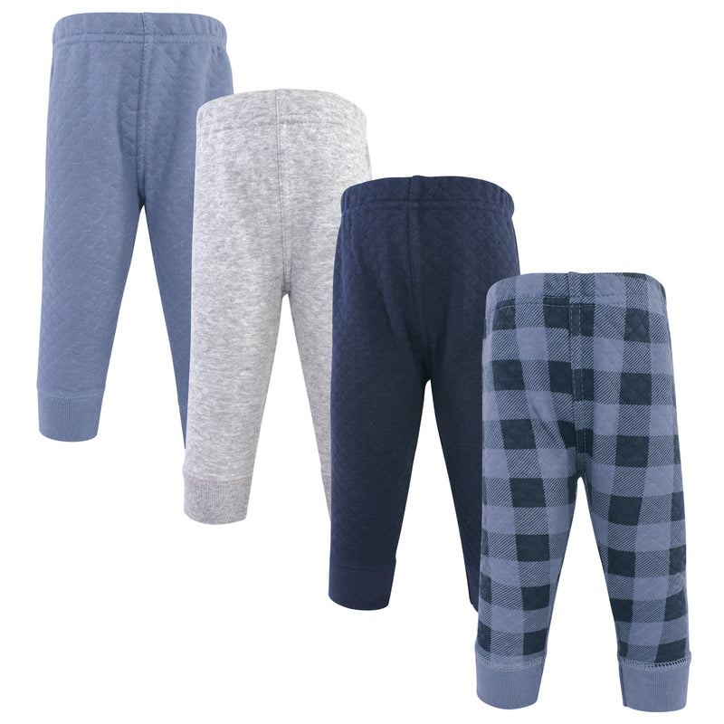 Hudson Baby Quilted Jogger Pants 4pk, Navy Plaid