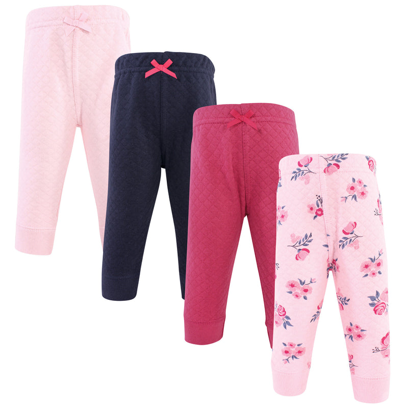 Hudson Baby Quilted Jogger Pants 4pk, Pink Navy Floral