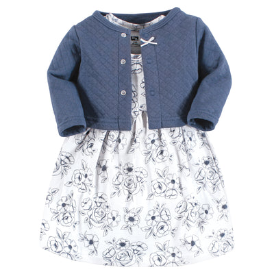 Hudson Baby Quilted Cardigan and Dress, Blue Toile