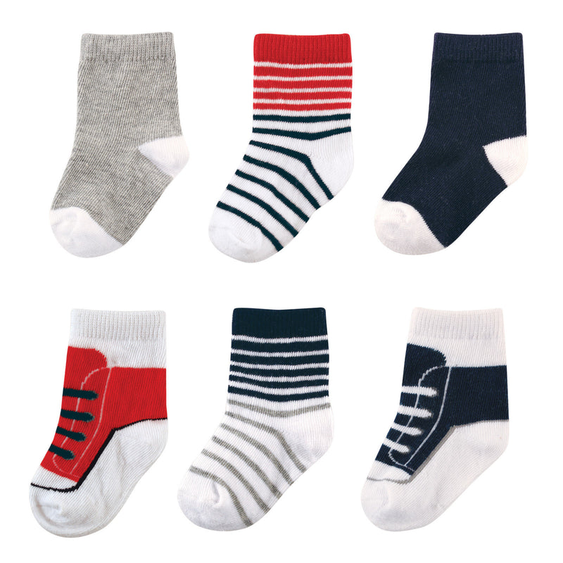 Luvable Friends Newborn and Baby Socks Set, Boy 6-Pack
