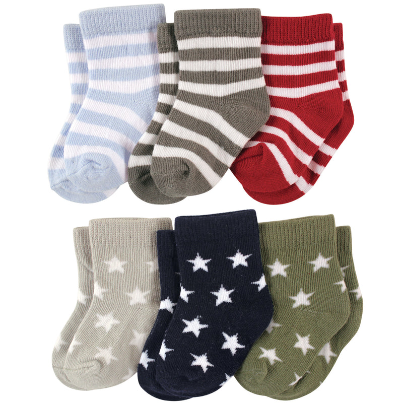 Luvable Friends Newborn and Baby Socks Set, Star Stripes