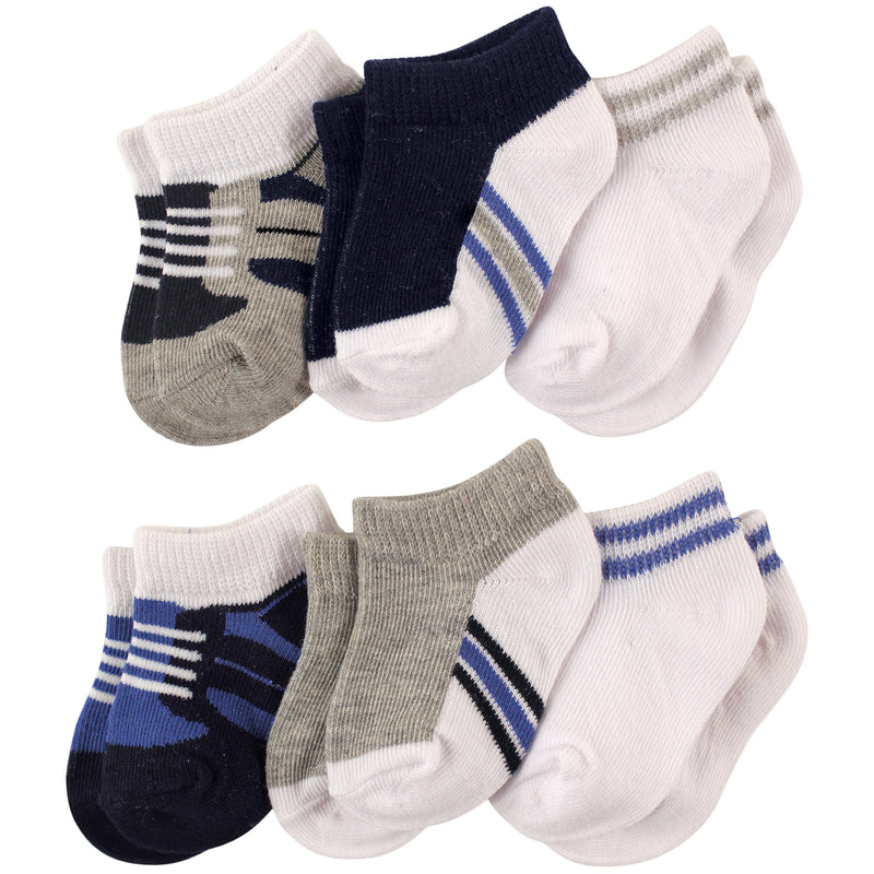 Luvable Friends Newborn and Baby Socks Set, Blue Gray 6-Pack