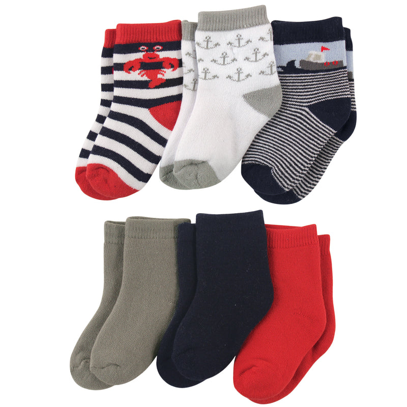 Luvable Friends Newborn and Baby Socks Set, Lobster