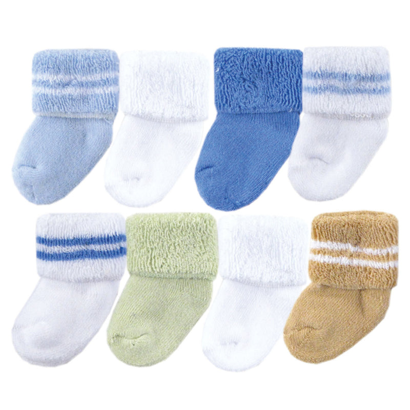 Luvable Friends Newborn and Baby Terry Socks, Blue Green