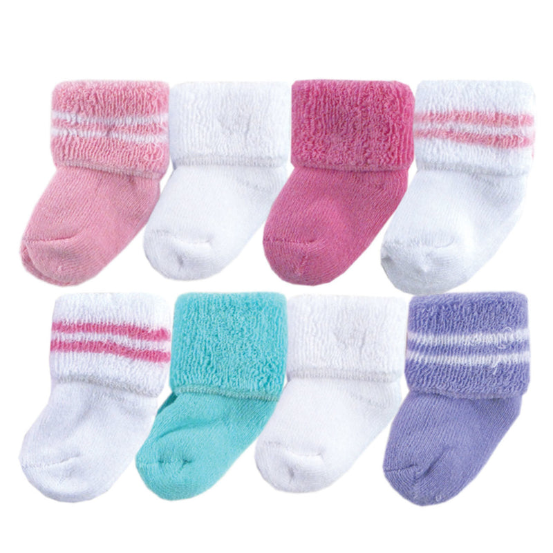 Luvable Friends Newborn and Baby Terry Socks, Pink Gray