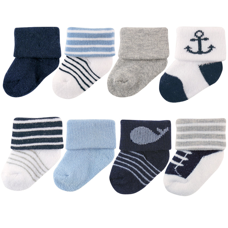 Luvable Friends Newborn and Baby Terry Socks, Whale