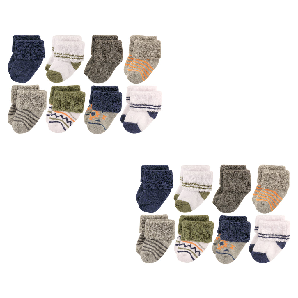 Luvable Friends Baby Boy Newborn and Baby Terry Socks, Whale, 0-6 Months