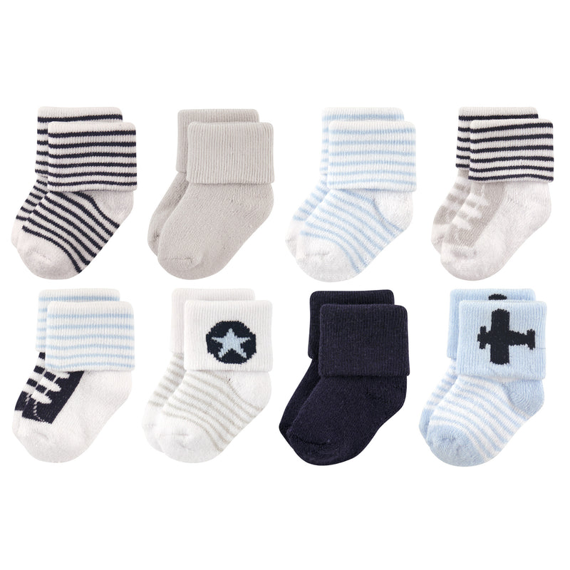 Luvable Friends Newborn and Baby Terry Socks, Airplane