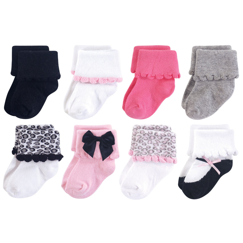 Luvable Friends Fun Essential Socks, Pink Gray