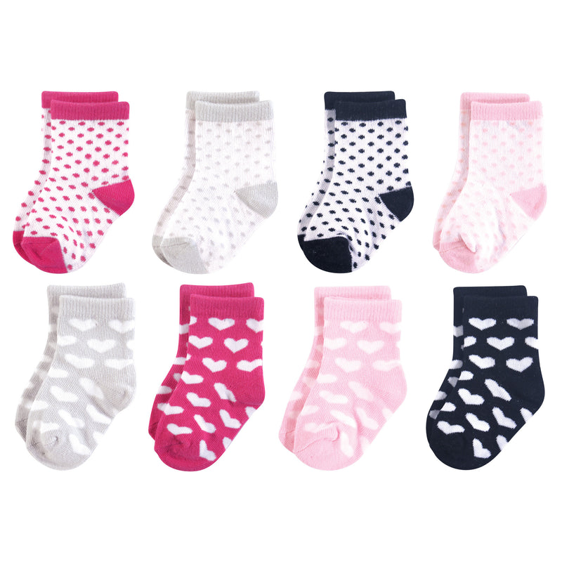 Luvable Friends Fun Essential Socks, Hearts Black Pink