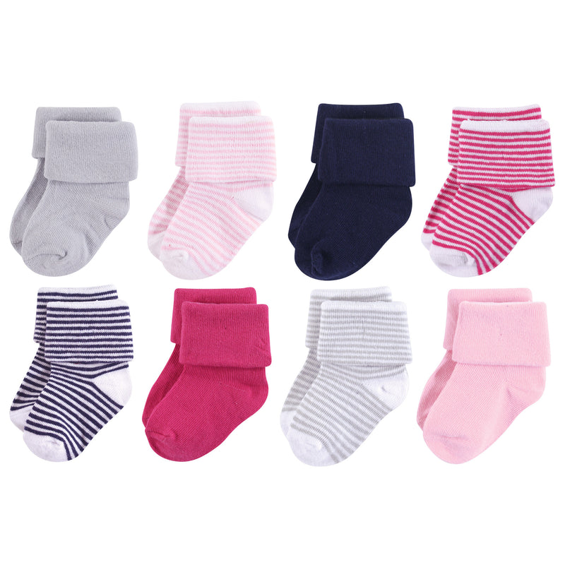 Luvable Friends Fun Essential Socks, Navy Pink