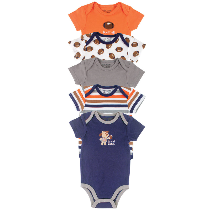 Luvable Friends Unisex Baby Cotton Bodysuits, Football