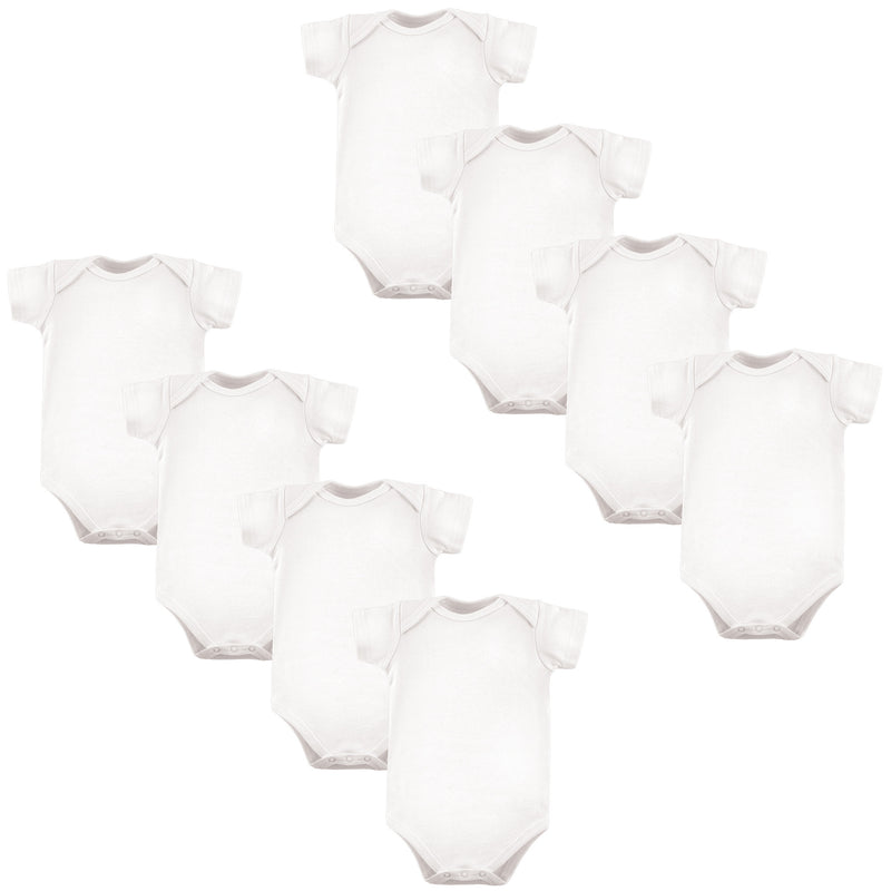Luvable Friends Cotton Bodysuits, White 8-Pack