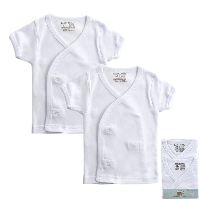 Luvable Friends Side Snap Shirts, White Short-Sleeve