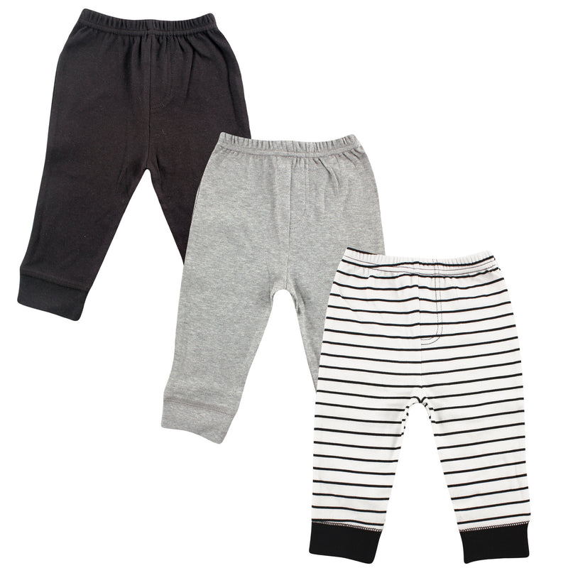 Luvable Friends Cotton Pants, Black Stripe 3-Pack