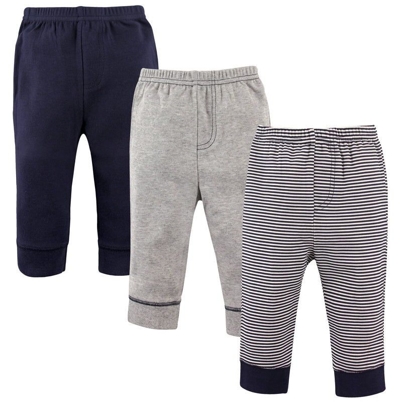 Luvable Friends Cotton Pants, Stripe Navy Gray