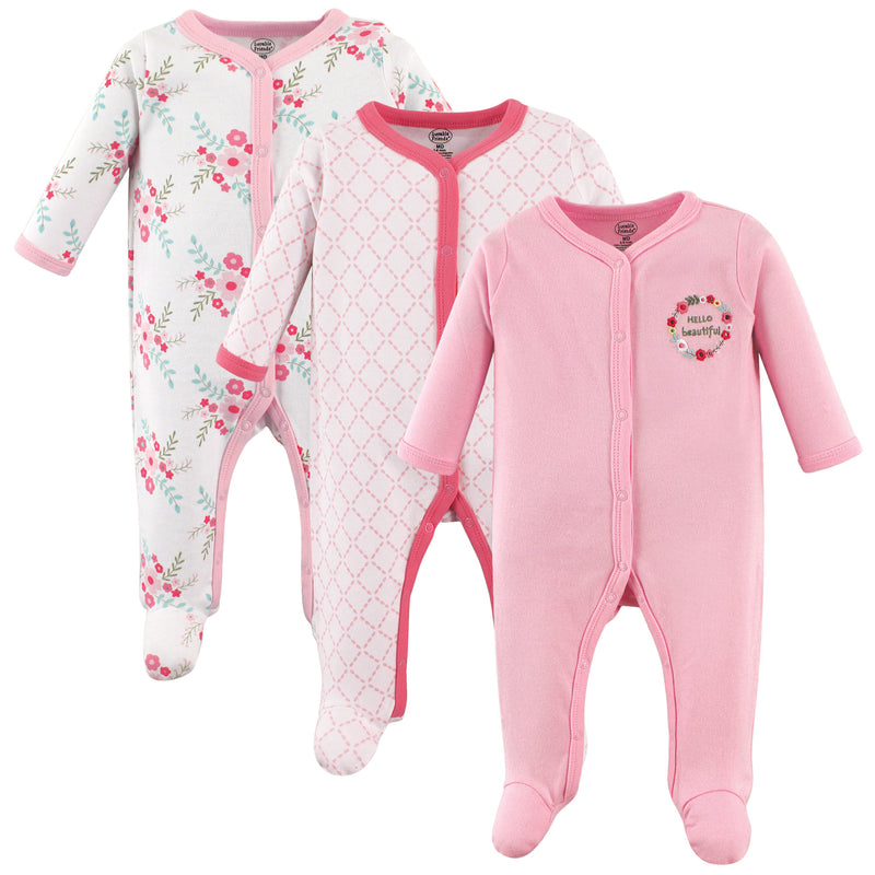 Luvable Friends Cotton Sleep and Play, Pink Floral