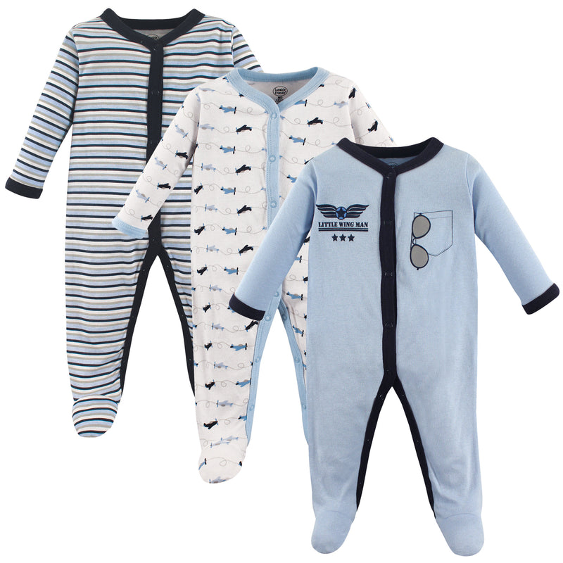 Luvable Friends Cotton Sleep and Play, Blue Airplane