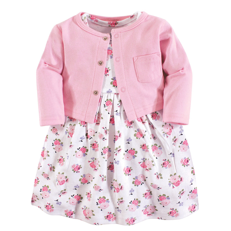 Luvable Friends Dress and Cardigan, Pink Floral