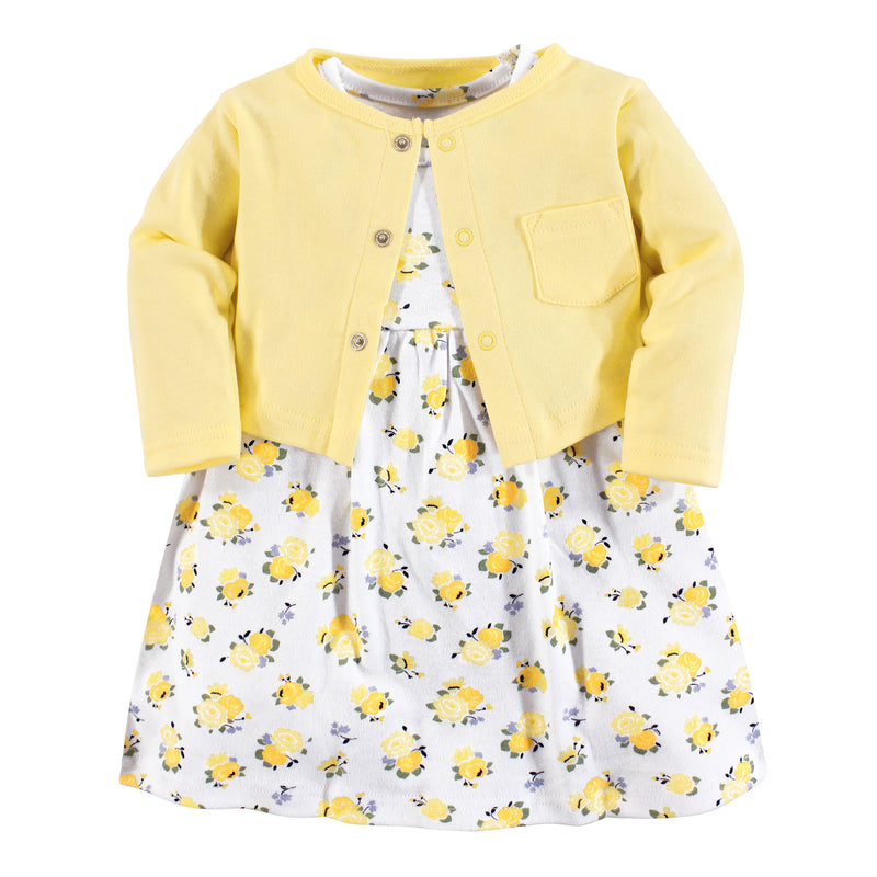 Luvable Friends Dress and Cardigan, Yellow Floral