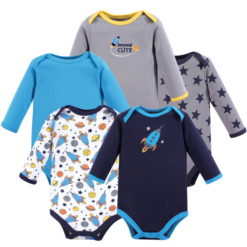 Luvable Friends Cotton Long-Sleeve Bodysuits, Rocket