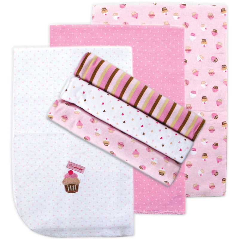 Luvable Friends Cotton Flannel Receiving Blankets, Pink Cupcake
