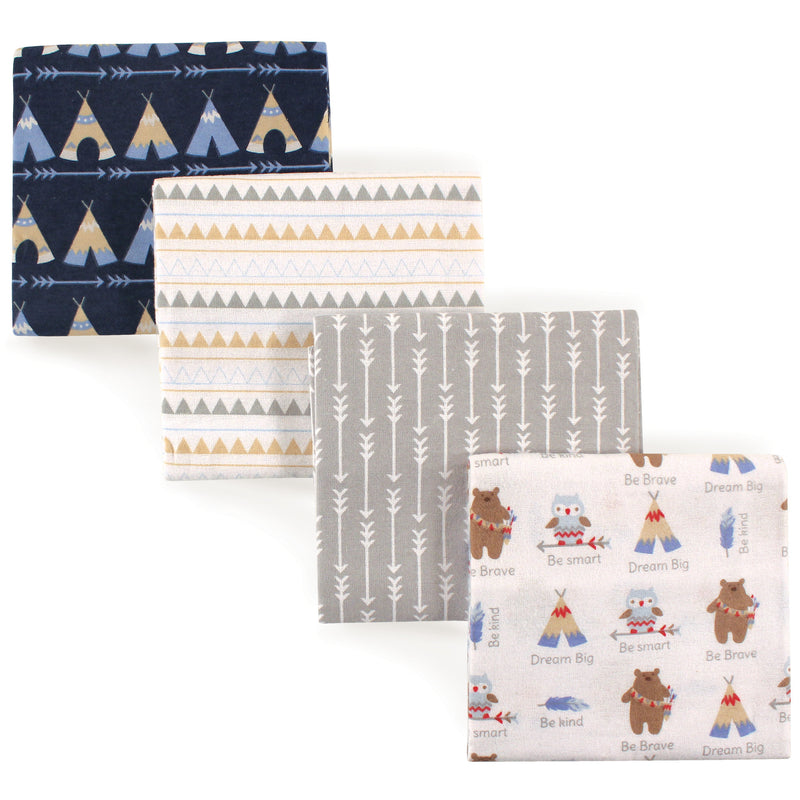 Luvable Friends Cotton Flannel Receiving Blankets, Tribe