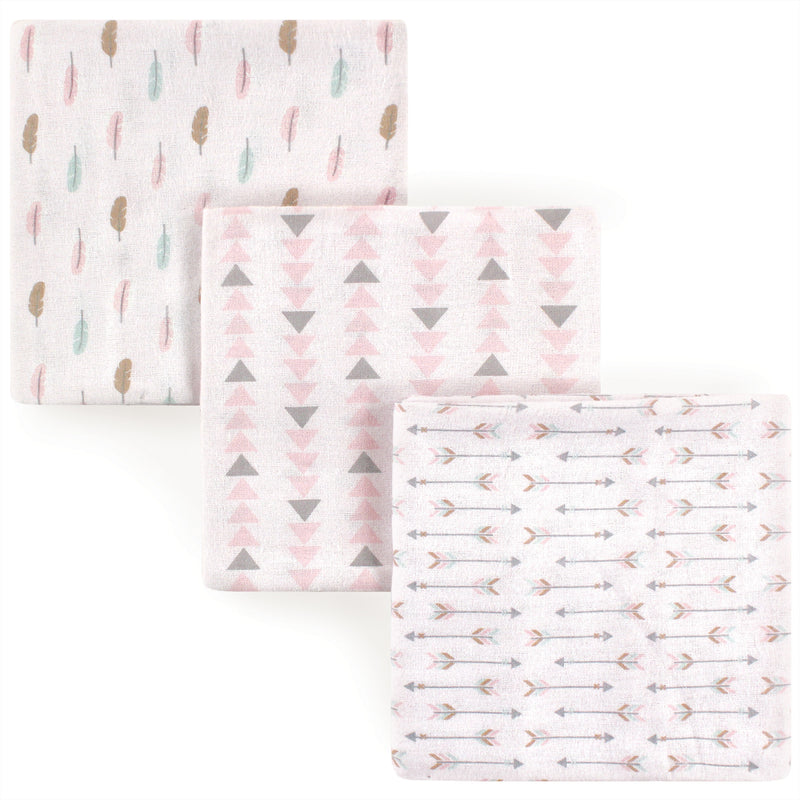 Luvable Friends Cotton Flannel Receiving Blankets, Girl Feathers