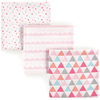 Luvable Friends Cotton Flannel Receiving Blankets, Girl Geometric