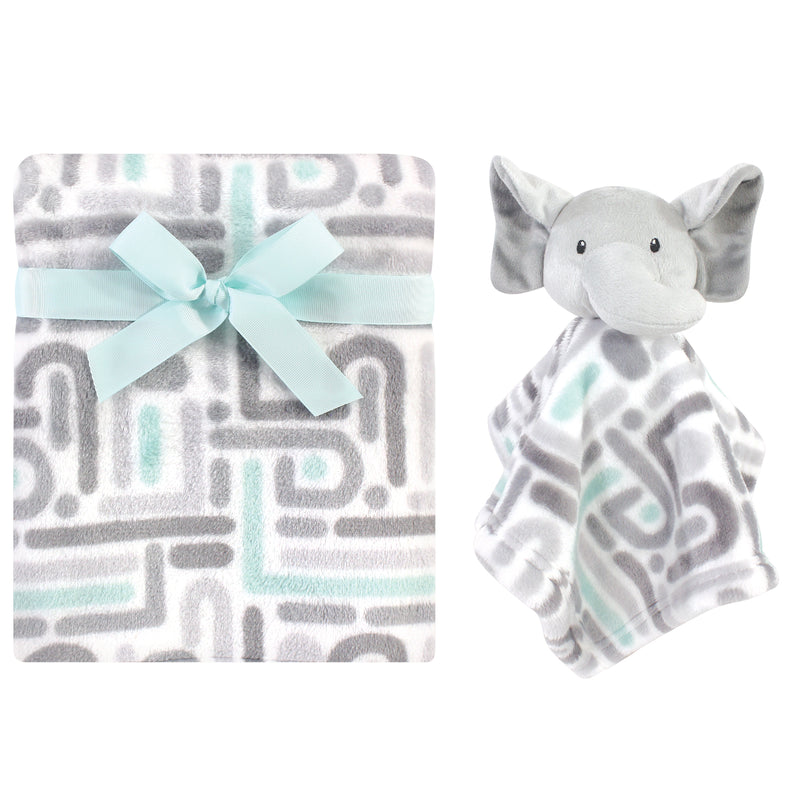 Luvable Friends Plush Blanket and Security Blanket, Elephant Maze, One Size