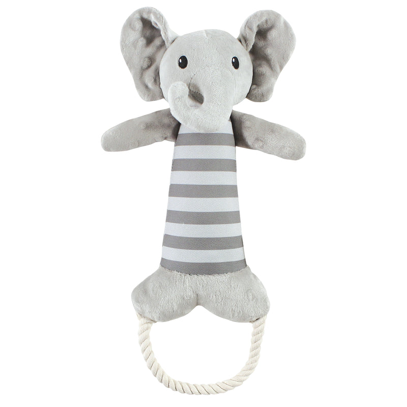 Luvable Friends Squeaky Plush Dog Toy with Rope, Elephant